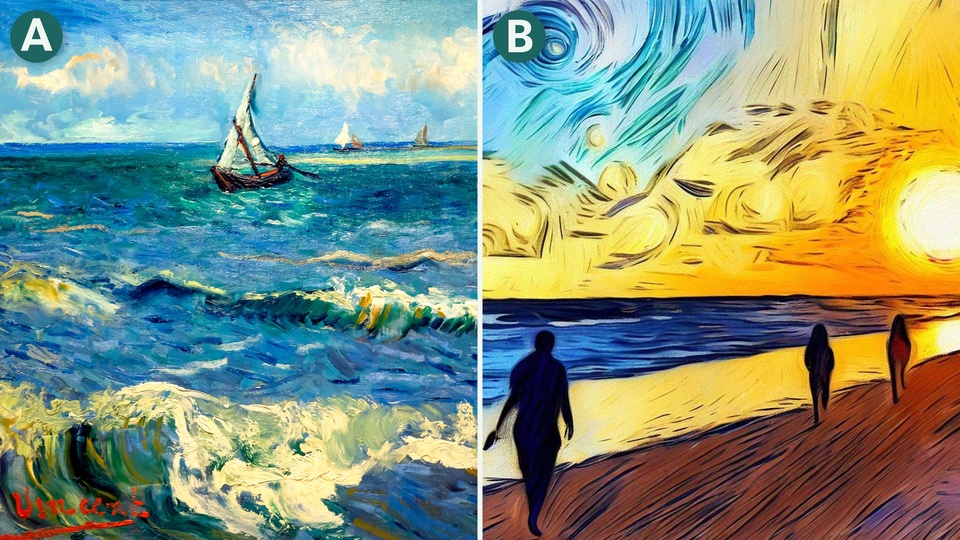 Eine Kollage von Van Gogh Bildern.